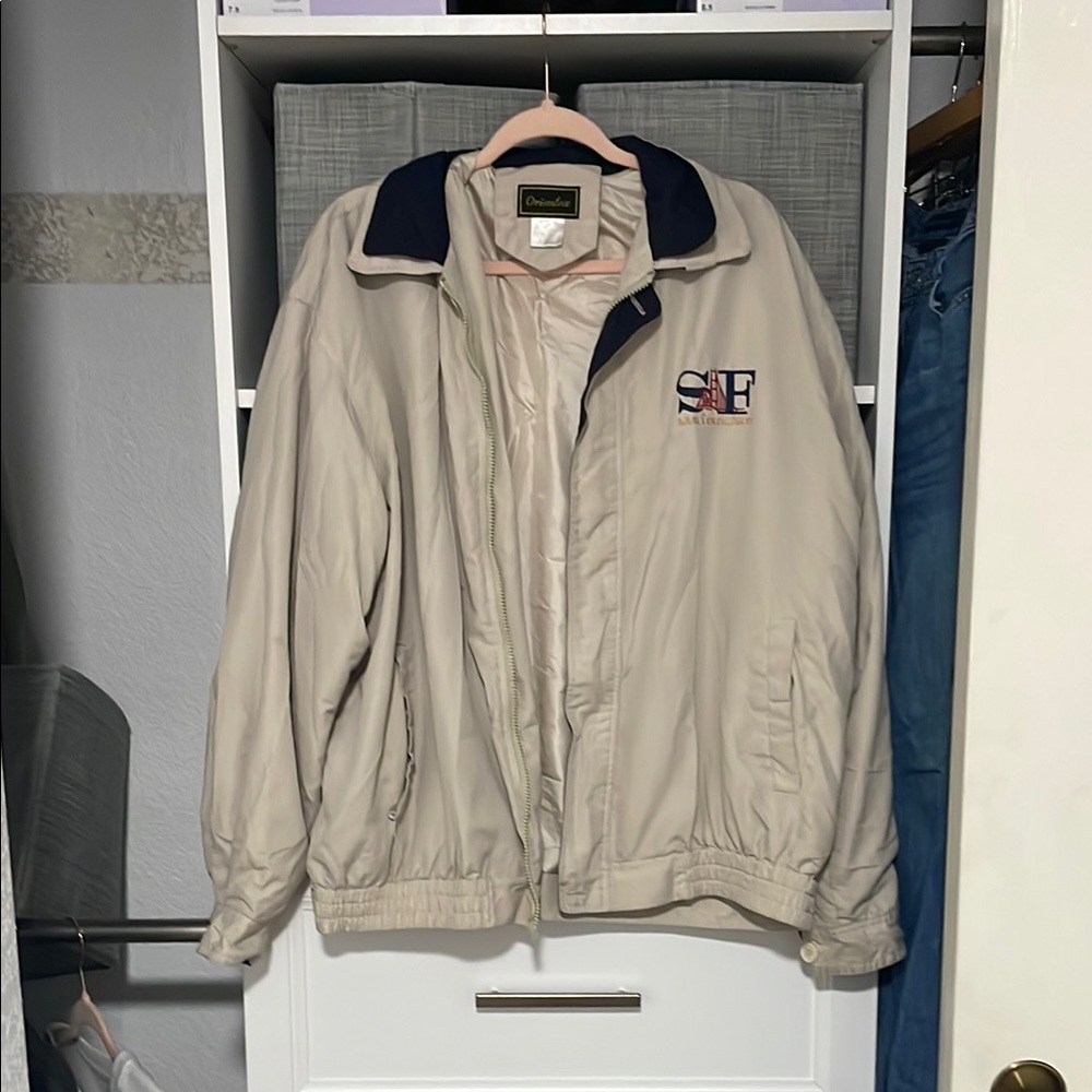 Classic Cream Jacket with Navy Accents